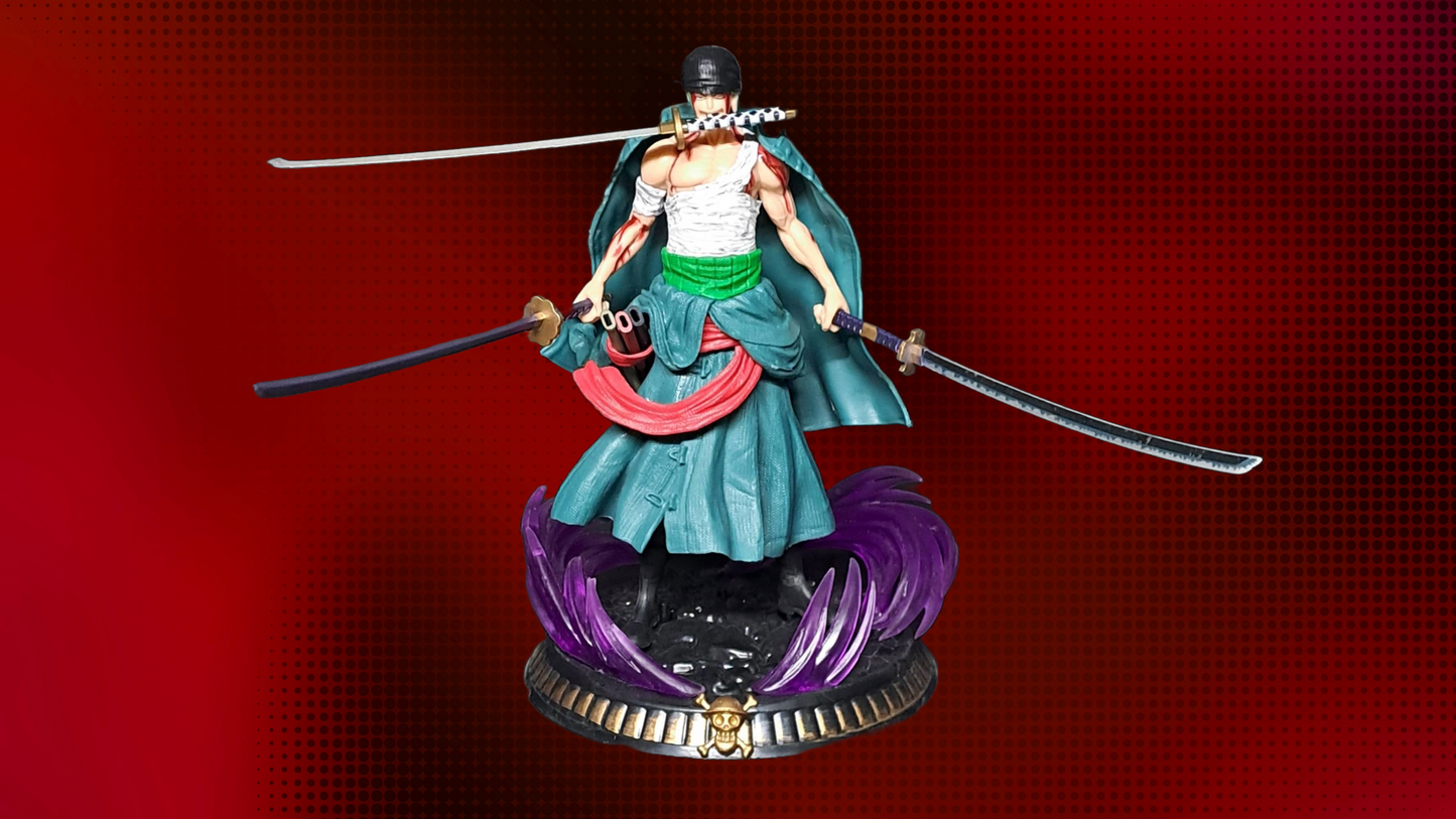 ZORO PURPLE FLAMES FIGURINE - 21CM ONE PIECE COLLECTIBLE